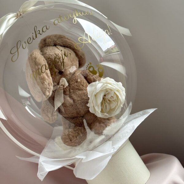 Personalized gift in a balloon - Brown bear