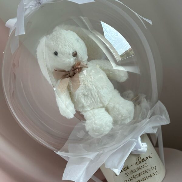 Personalized gift in a balloon - White Bunny
