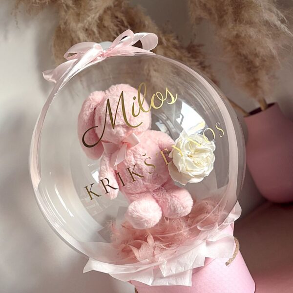 Personalized gift in a balloon - Bunny in a box
